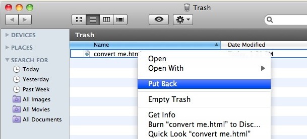undo trash delete mac outlook