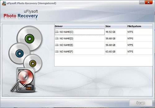 main interface of uFlysoft photo recovery