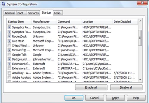 how to block startup apps on Windows 7